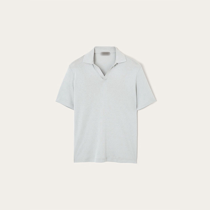 loro piana open collar cotton silk short‑sleeve polo shirt